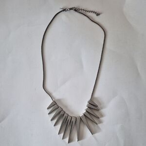 Express Silver Geometric Necklace 9"L +2"